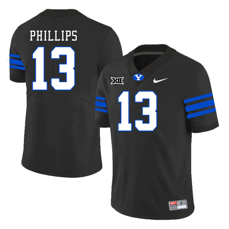 Men #13 Jojo Phillips BYU Cougars College Football Jerseys Stitched Sale-Black